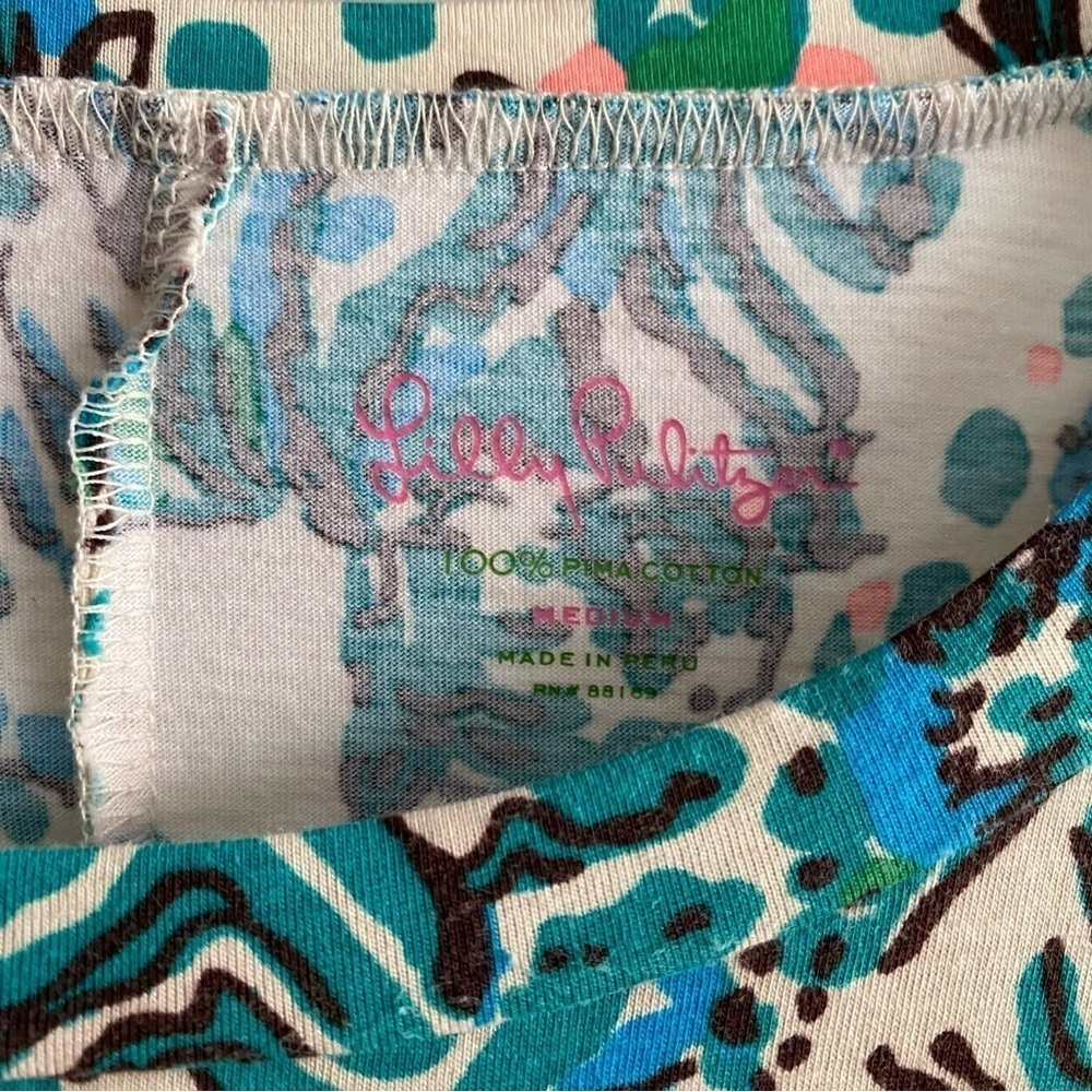 Lilly Pulitzer Blue Beige Corine Dress Sea Oat Escapades Medium - Picture 13 of 16